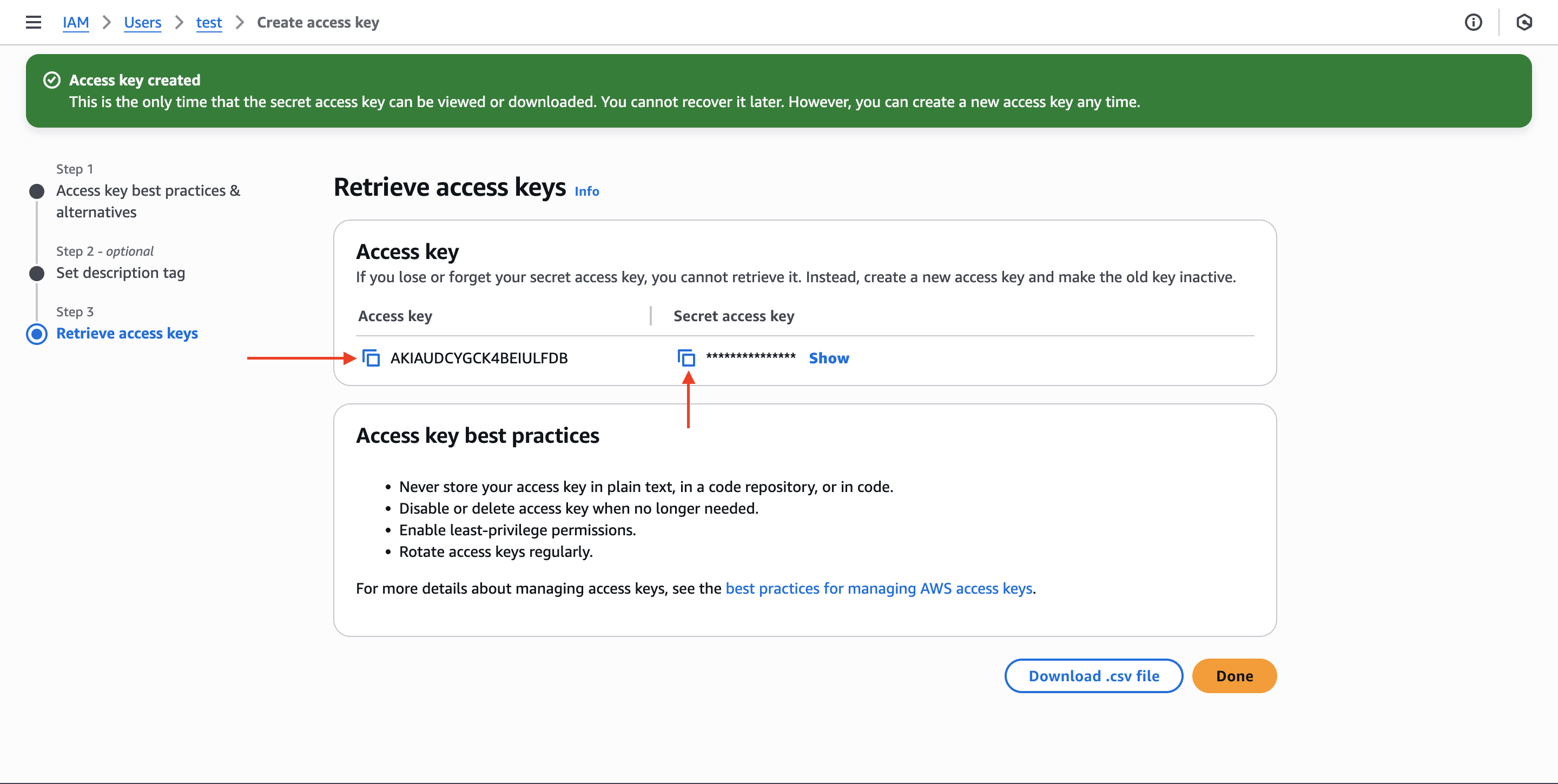 Access keys