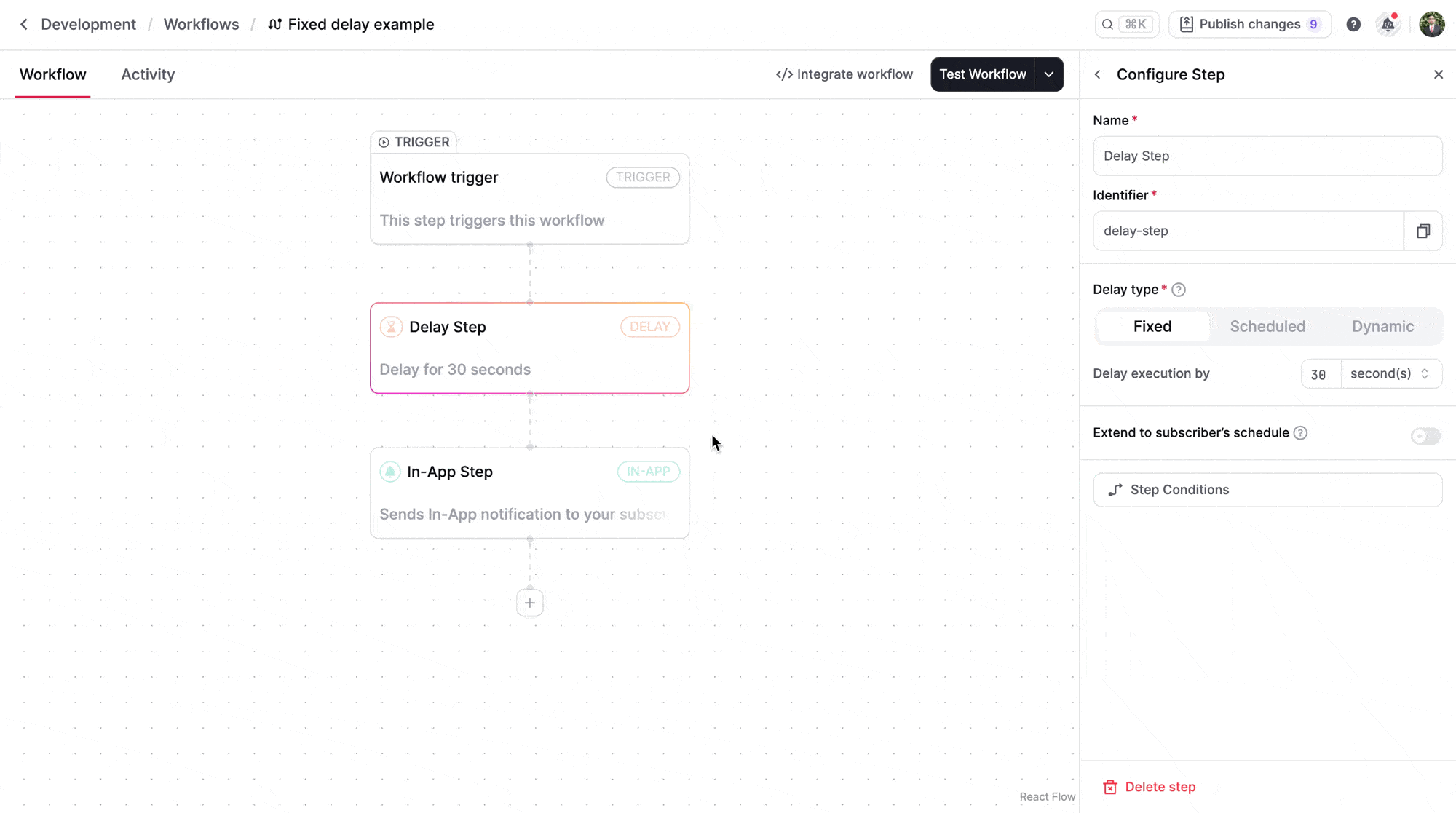 Fixed delay example